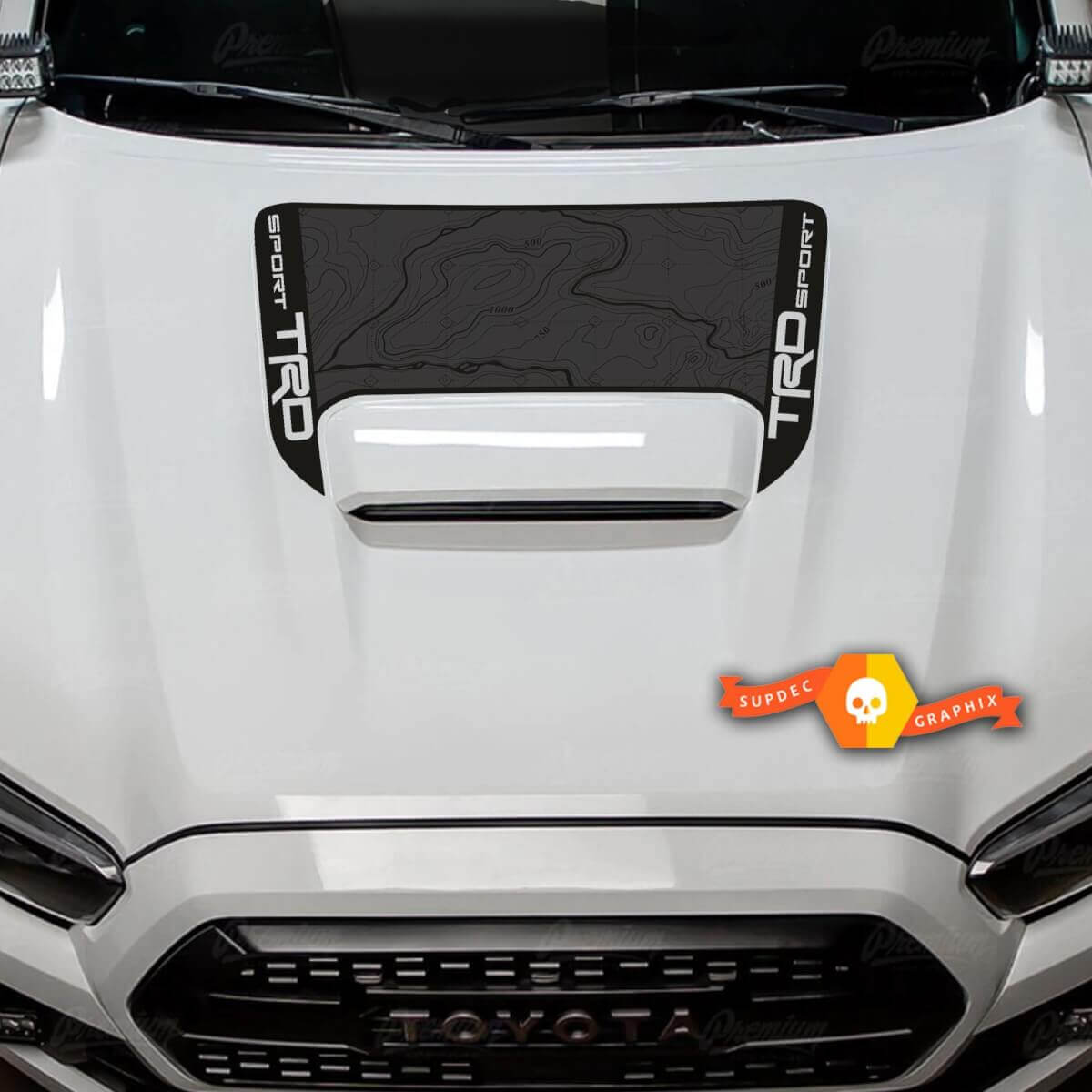 Adesivo Vinile con Mappa Topografica TRD Sport per Cofano Toyota Tacoma 2016-2024