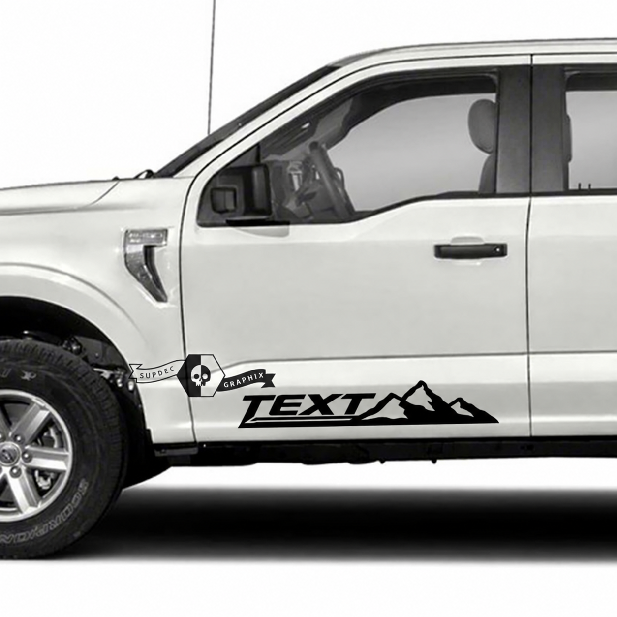 TEXT Three Peak Mountain Line Pair Portiera Adesivo in vinile per Ford F-150 2022-2023