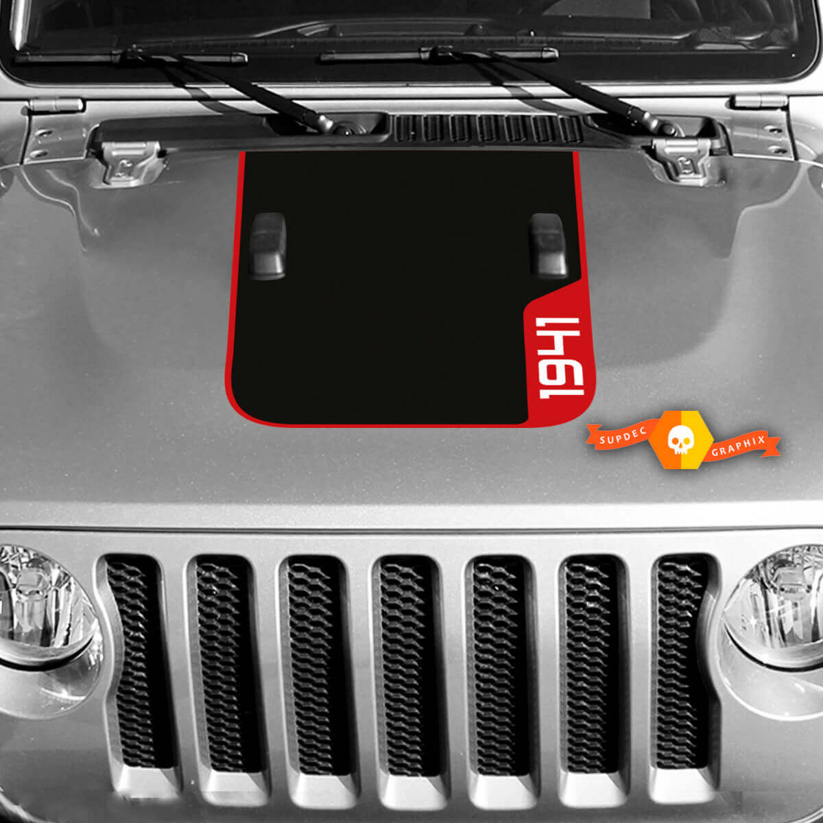 Adesivo in Vinile per Cofano 1941 Grafica 2 per Jeep Wrangler Rubicon 3 Colori