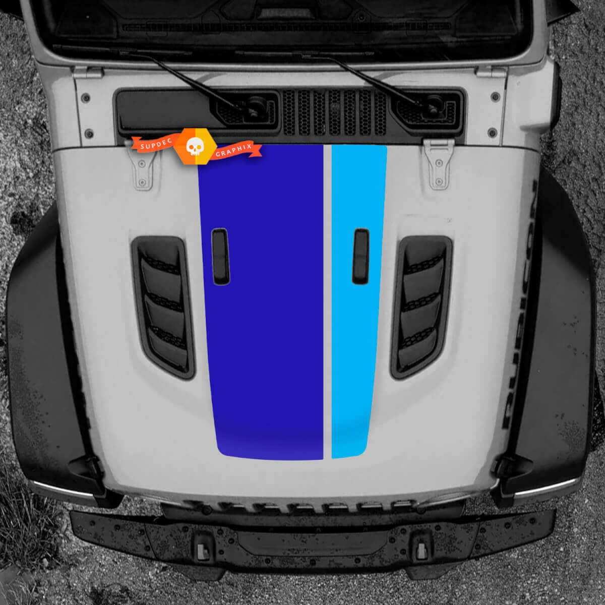 Adesivo Vinile Cofano 2 per Jeep Wrangler Rubicon