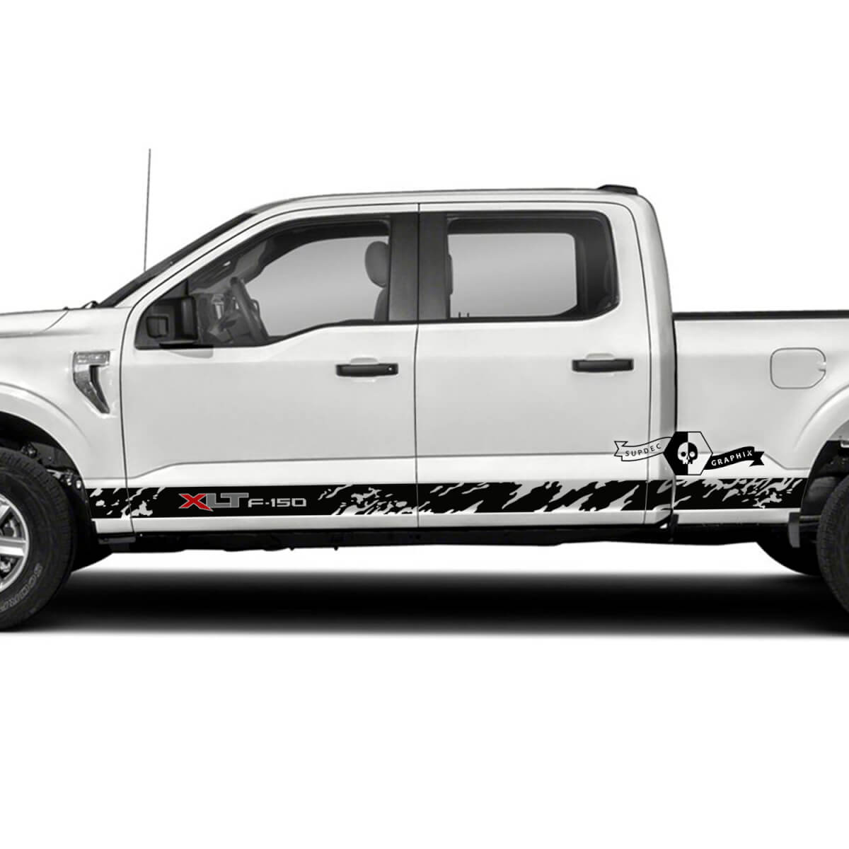 2x Ford F-150 XLT 2023 Pannello bilanciere laterale Fango Grafica Decalcomanie laterali Adesivi Logo a colori
