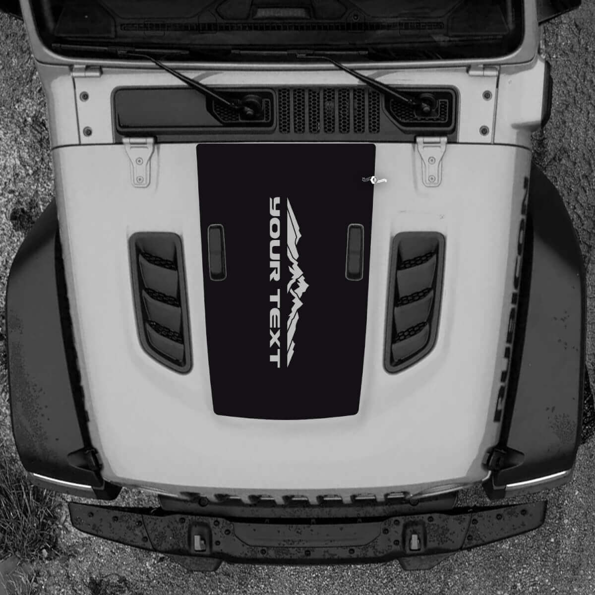 Cofano Jeep RUBICON Wrangler JL Vinile Montagne 2018 + Up Banner Decalcomania Grafica
