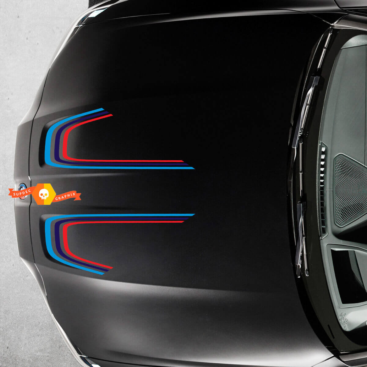 Adesivi in Vinile con Strisce Curvate Stile M per Cofano per BMW M3 M4 G80 G82 G83