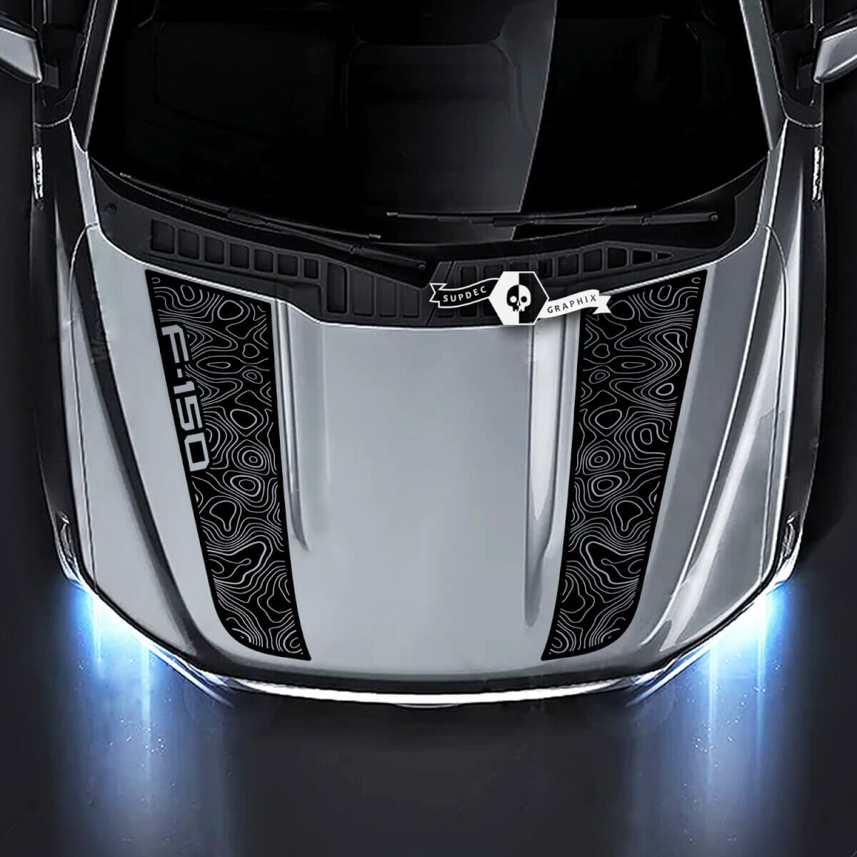 Musclecar truck XLT cofano topografico mappa grafica adesivi decalcomanie laterali
