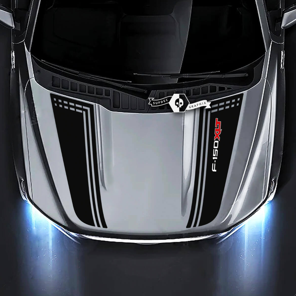 Musclecar truck XLT Linee di rivestimento del cofano Grafica Decalcomanie laterali Adesivi 2 colori
