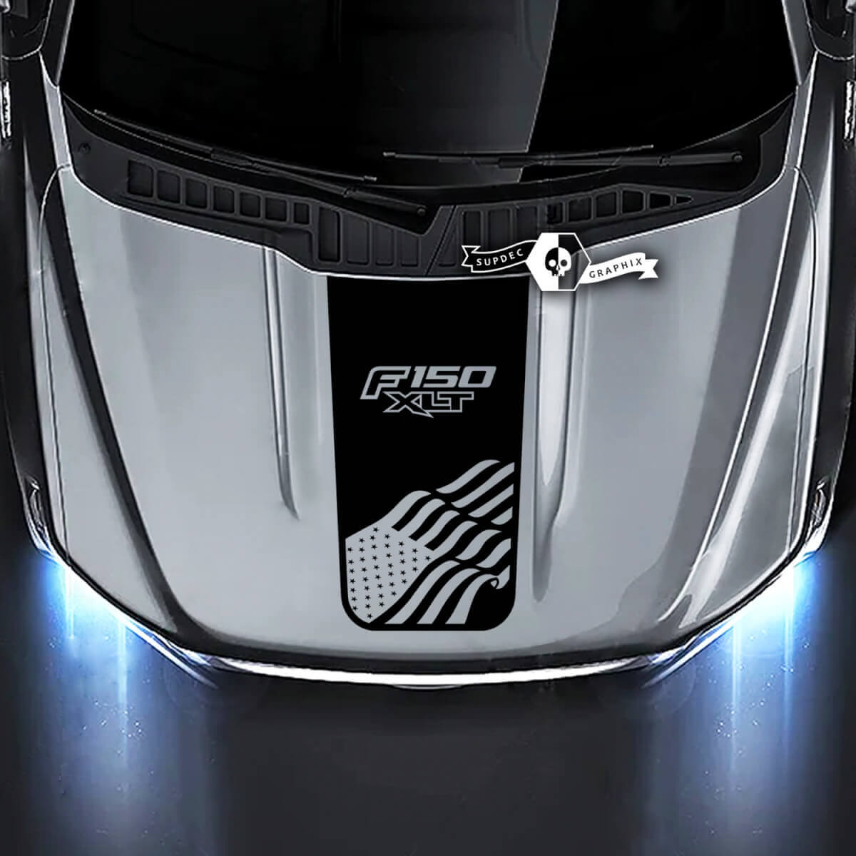 Musclecar truck XLT cofano topografico mappa grafica adesivi decalcomanie laterali
