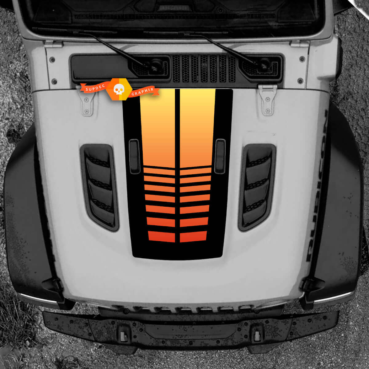 Cofano Jeep RUBICON Wrangler JL Vinile Banner Gradiente Decalcomania Grafica
