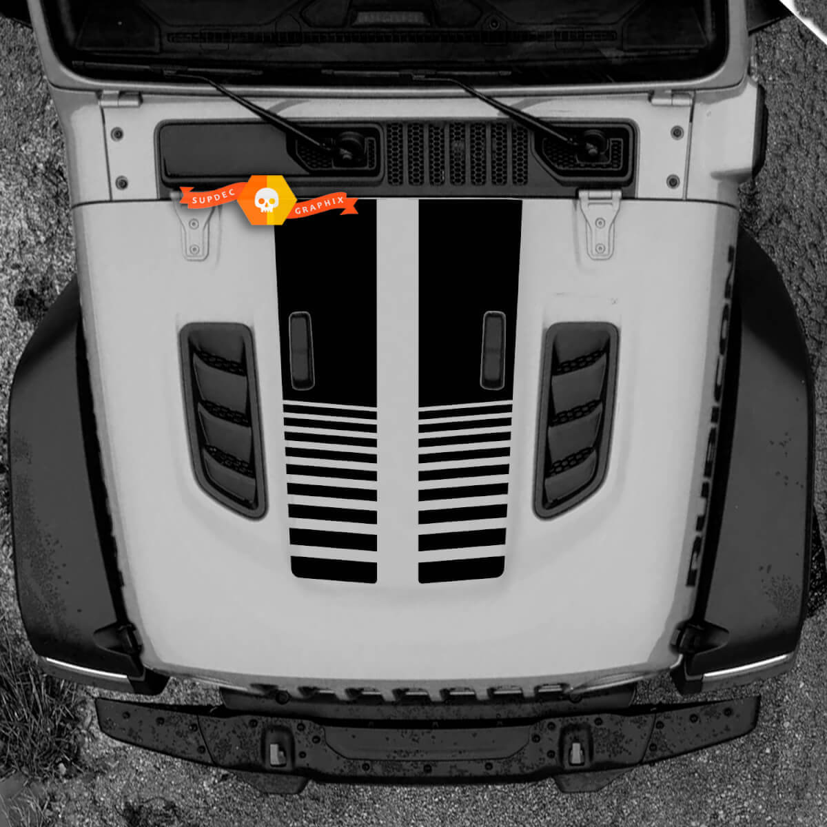 Cofano Jeep RUBICON Wrangler JL Vinile Banner Linee Decalcomania Grafica adesiva
