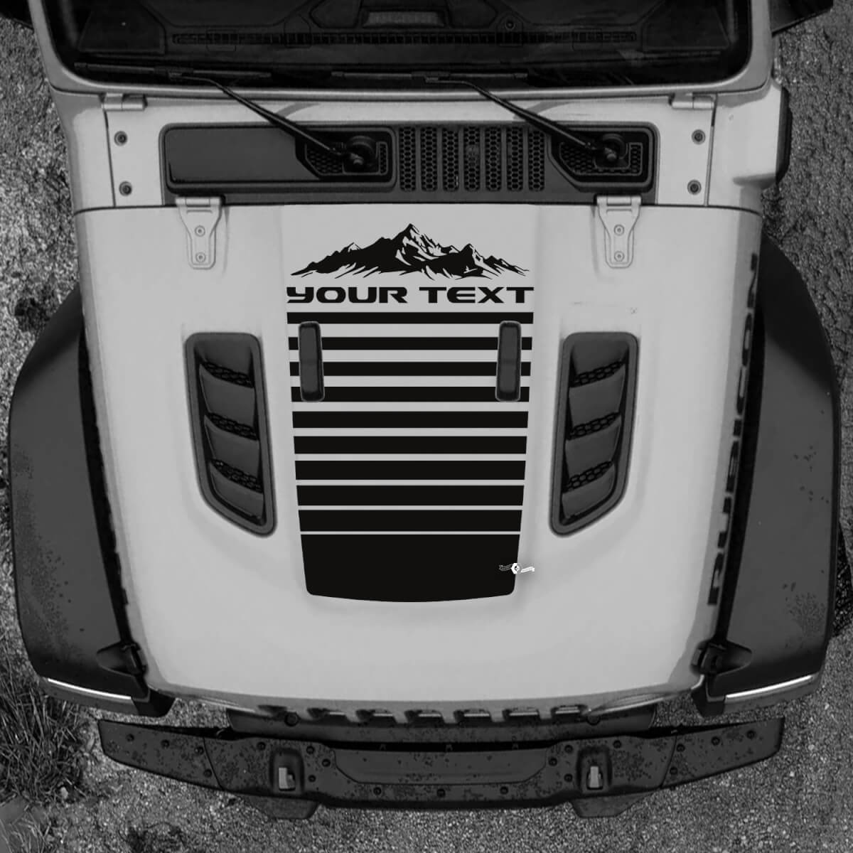 Cofano Jeep RUBICON Wrangler JL Vinile Banner Montagne Linee Decalcomania Grafica adesiva
