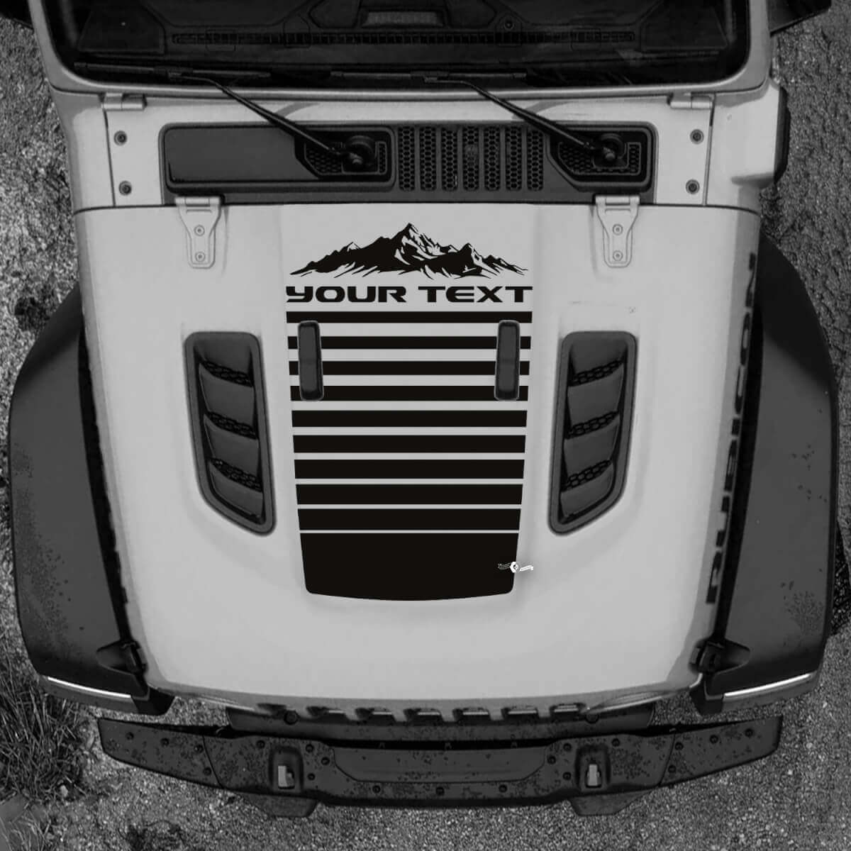 Cofano Jeep RUBICON Wrangler JL Vinile Banner Montagne Linee Decalcomania Grafica adesiva
