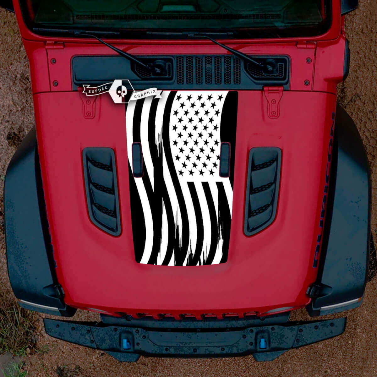 Adesivo Vinilico con Bandiera USA Usurata per Cofano Jeep Wrangler