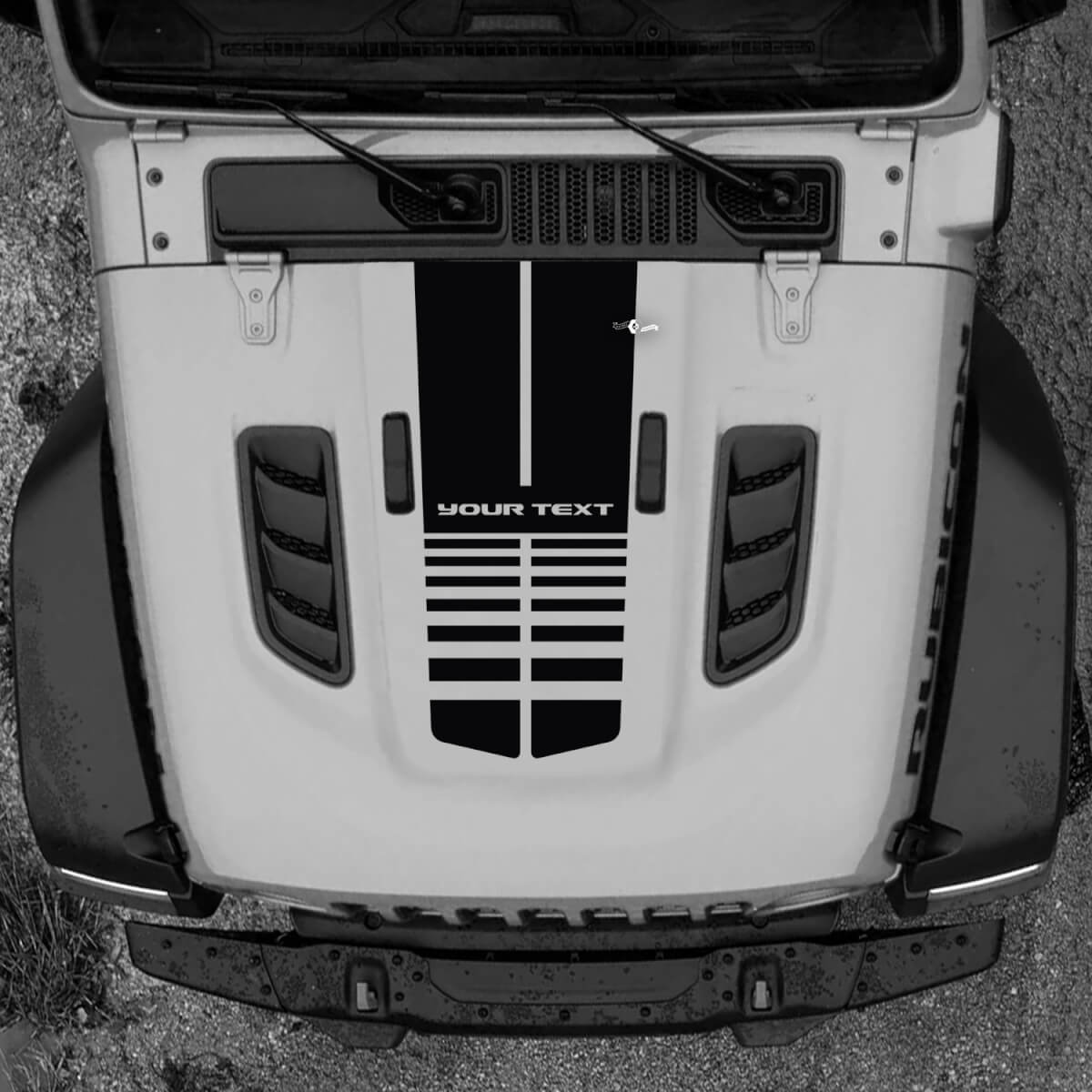 Cofano Jeep RUBICON Wrangler JL Vinile Banner Logo Linee Decalcomania Grafica adesiva
