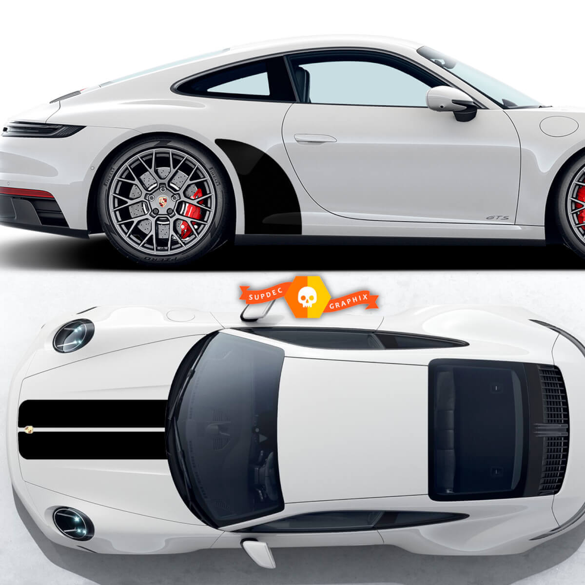 Adesivo in Vinile Strisce Decorazione Cofano Laterale per Porsche 911