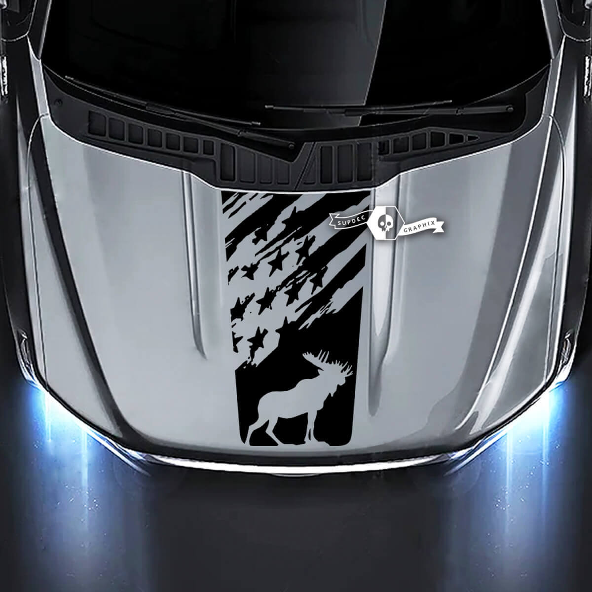 Ford F-150 XL XLT STX LARIAT Hood Moose Flag USA Grafica Decalcomanie Adesivi
