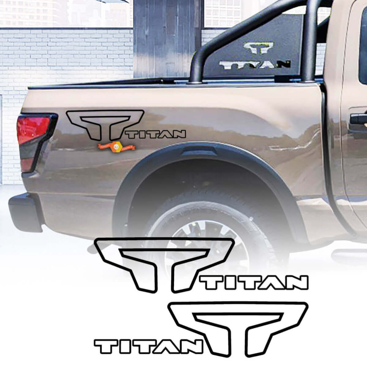Kit di 2 adesivi per decalcomanie per Nissan TITAN Stripe WRAP Bed Decal Sticker Graphic Side Stripe

