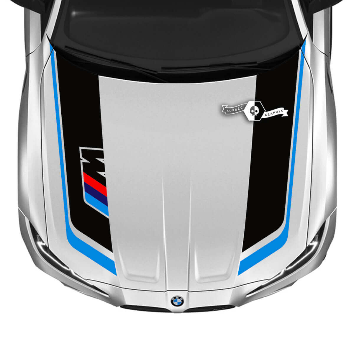 Kit Adesivo Vinilico Striscia Cofano Stile M per BMW M3 M4 G80 G82 G83 2021+
