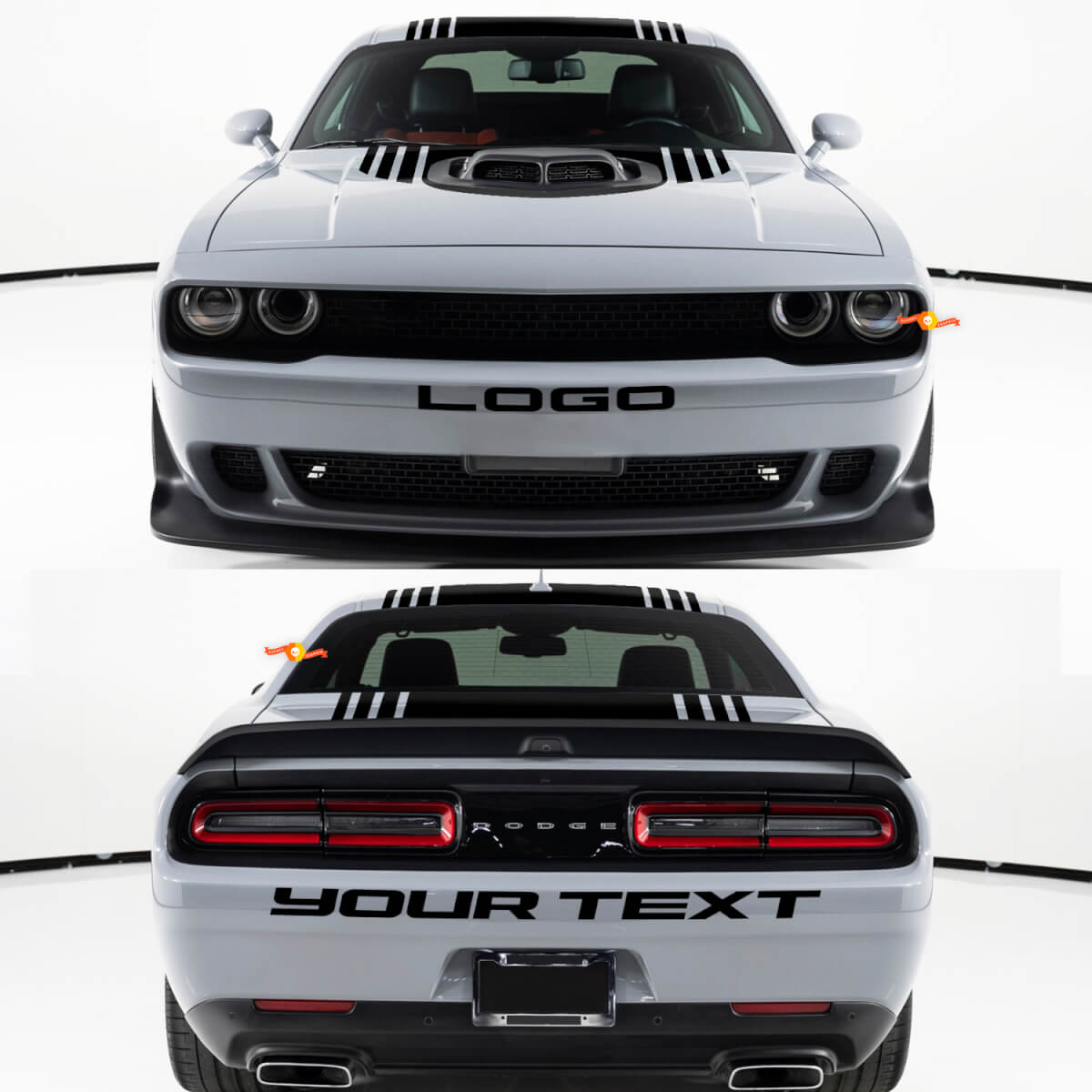 Kit adesivi in vinile personalizzati per paraurti anteriore e posteriore per Dodge Challenger