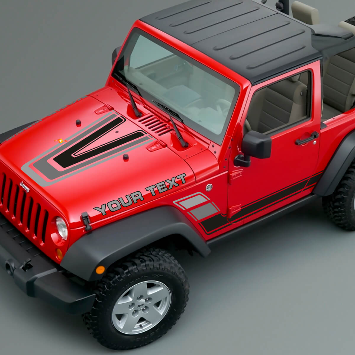 Kit di Adesivi in Vinile Vintage Stripes per Cofano e Fianchi per Jeep Renegade CJ5 CJ7