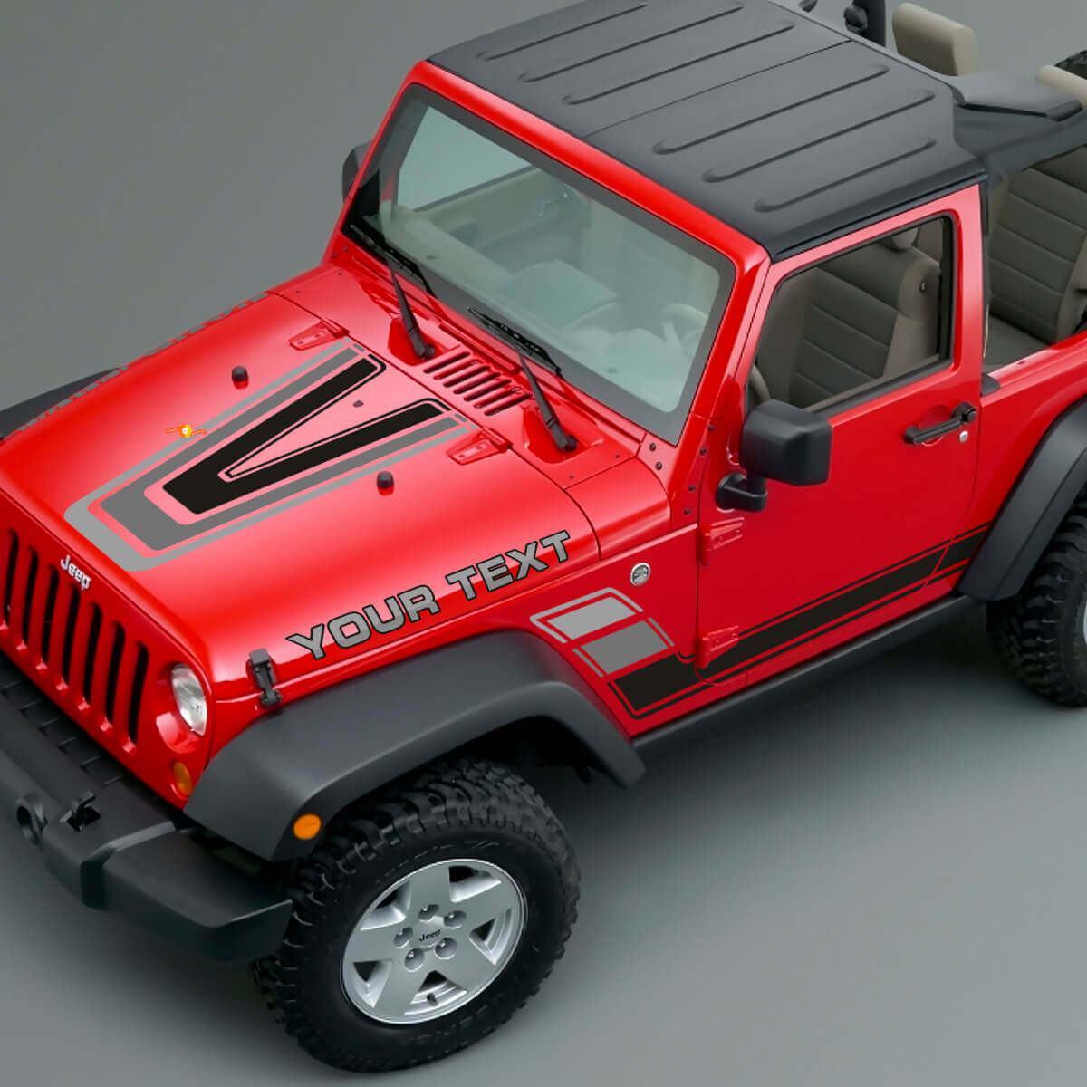 Kit di Adesivi in Vinile Vintage Stripes per Cofano e Fianchi per Jeep Renegade CJ5 CJ7