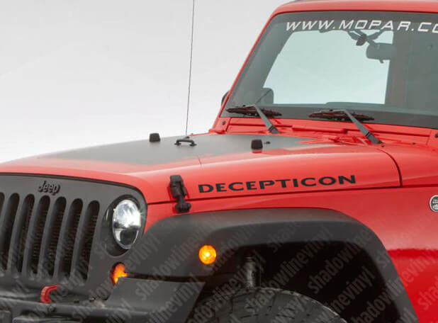 JEEP Rubicon DECEPTICON Hood Vinyl Decal Sticker Set TJ JK Wrangler Sahara