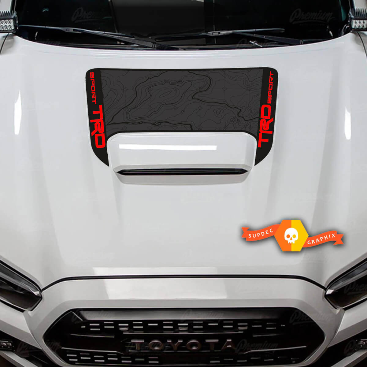 Adesivo in Vinile con Mappa Topografica TRD per Cofano Toyota Tacoma 2016-2024