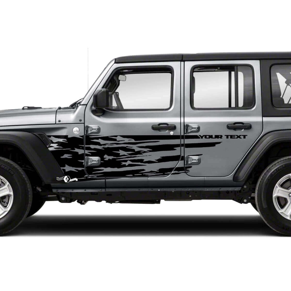 Kit Adesivo Vinile Laterale Bandiera USA Invecchiata per Jeep Wrangler Unlimited JK