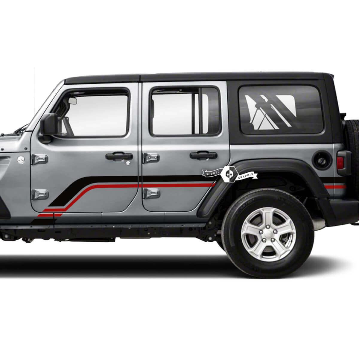 Adesivo in vinile fascetta laterale parafango porte 2 colori per Jeep Wrangler Unlimited 2