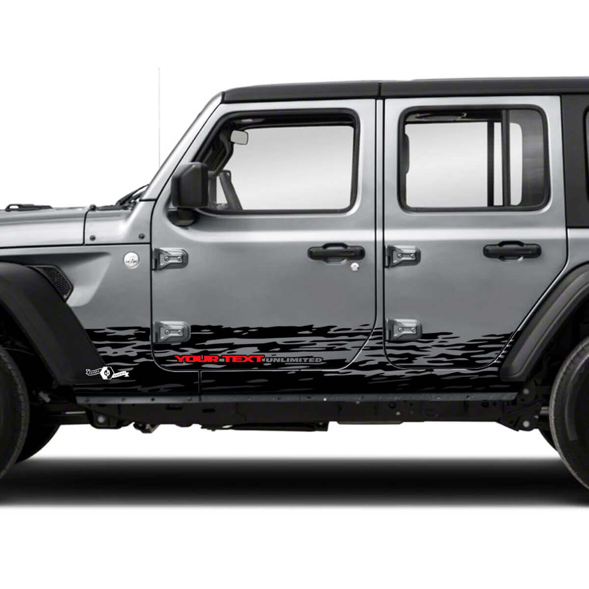 Coppia Jeep Wrangler Unlimited Doors Rocker Panel Stripes Mud Splash Side Stripe Vinile adesivo decalcomania 2 colori
