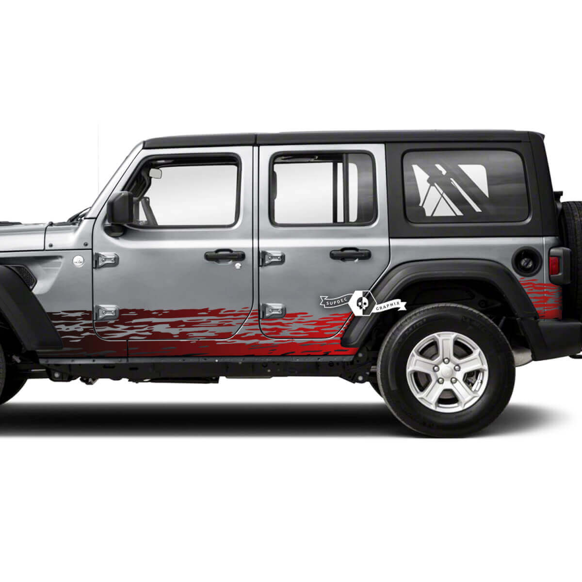 Coppia Jeep Wrangler Unlimited Doors Rocker Panel Stripes Mud Splash Side Stripe Vinile adesivo decalcomania 2 colori
