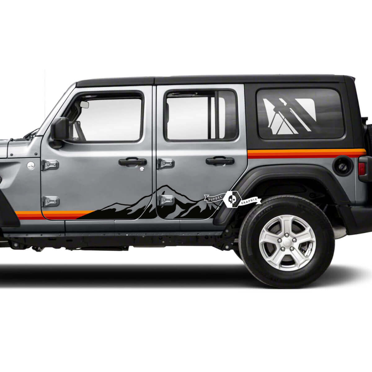 Kit di adesivi in vinile vintage con strisce laterali montane per Jeep Wrangler Unlimited