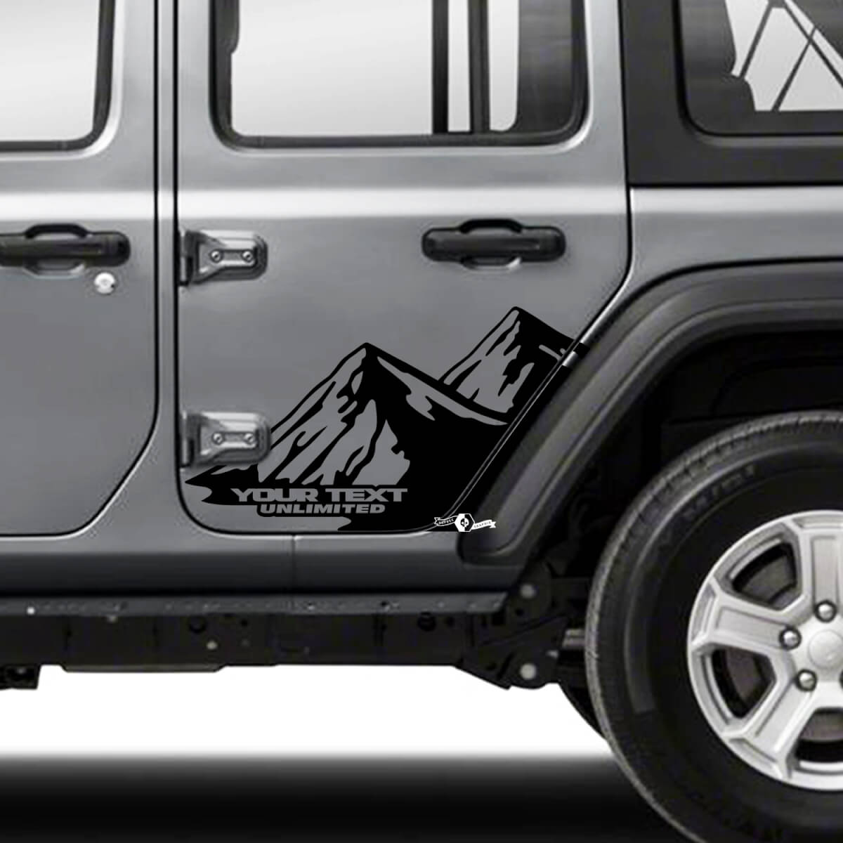 2x Jeep Wrangler Unlimited Doors Fender Mountains Side Stripe 4 colori adesivo in vinile
