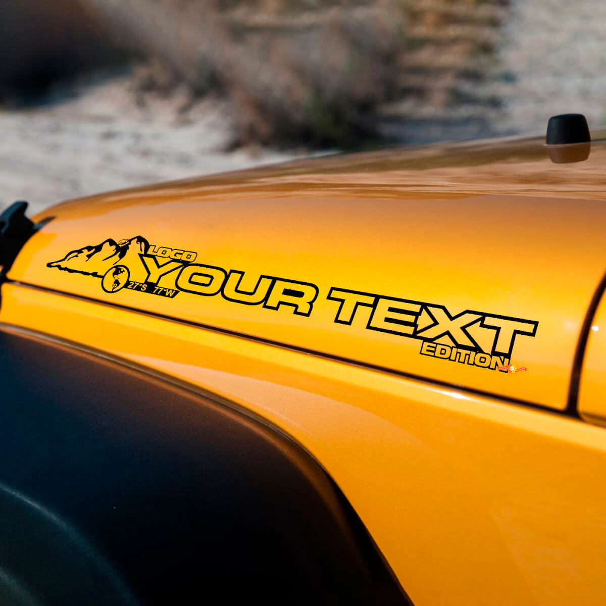 Adesivo in Vinile Travel Style per Cofano Jeep Rubicon Wrangler Sahara