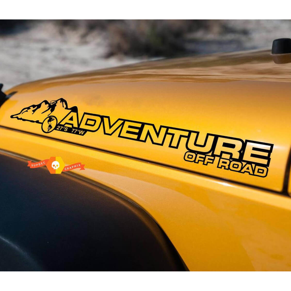 Adesivo in vinile per cofano Adventure Off Road coppia per Jeep Wrangler