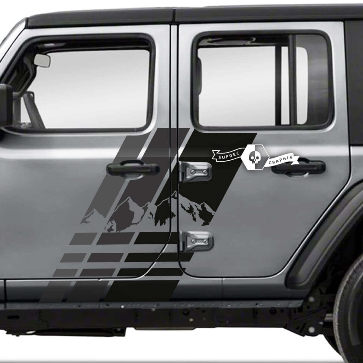 Fasce Laterali Adesive in Vinile per Porta Montagna Coppia per Jeep Wrangler Unlimited