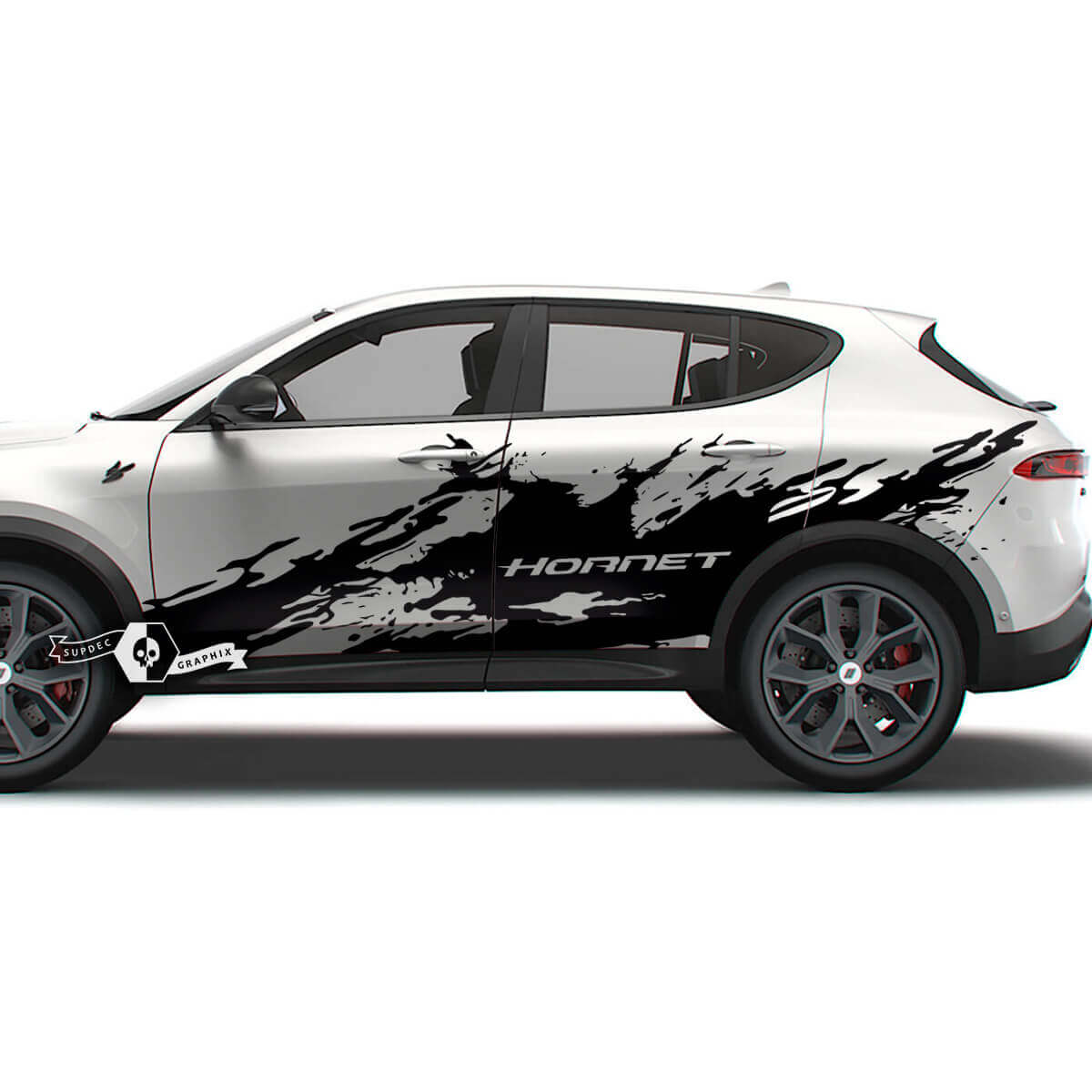 Coppia adesivi per decalcomanie in vinile con strisce laterali per porte Dodge Hornet
