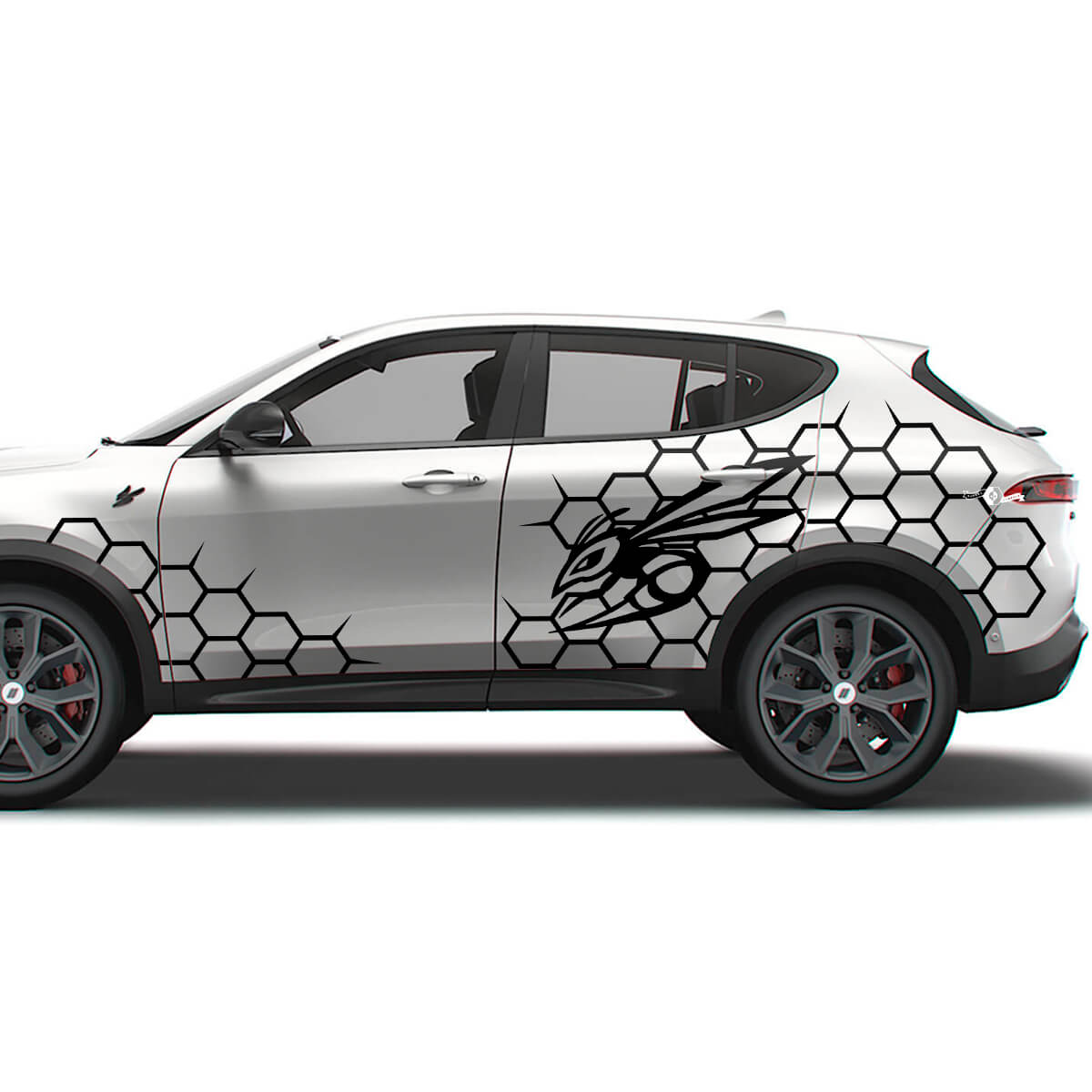 Kit di Adesivi Laterali in Stile Nido d'Ape con Logo Hornet per Dodge Hornet
