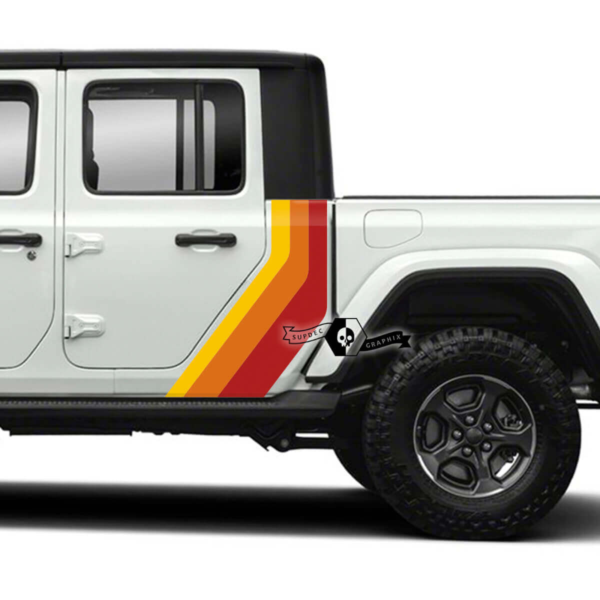 Coppia Jeep Gladiator Rubicon retro vintage Porte Fender Bed Side 4x4 Off-Road racing kit strisce sportive Off Road 3 colori
