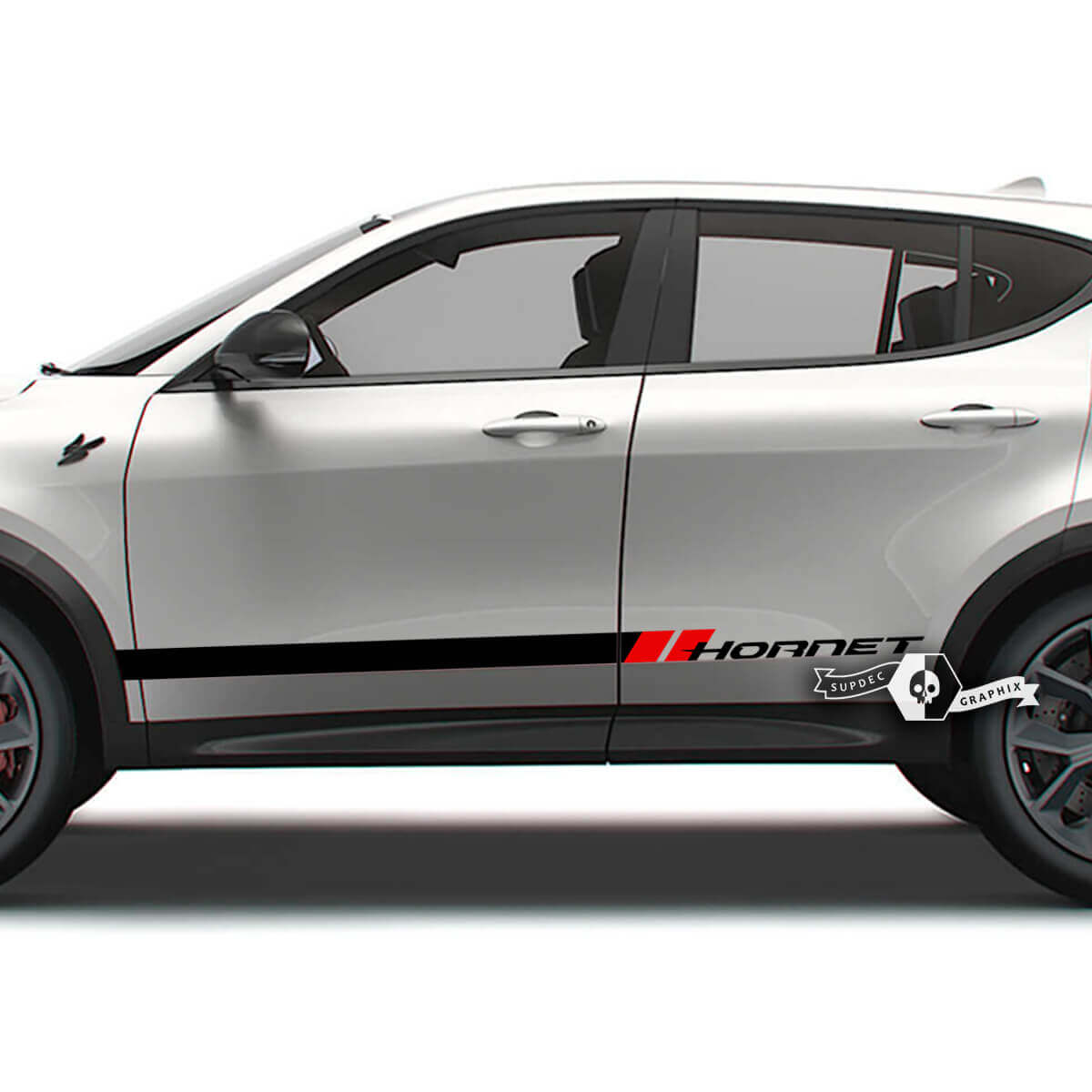 Coppia Dodge Hornet porte strisce laterali pannello bilanciere logo Hornet adesivi decalcomanie in vinile 2 colori
