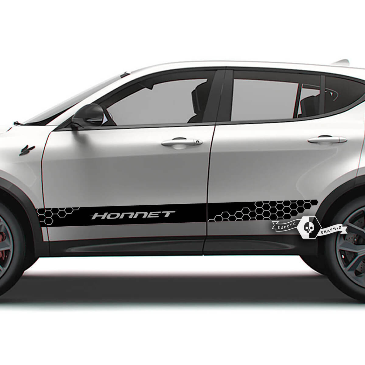 Coppia adesivi per decalcomanie in vinile a nido d'ape Fender Hornet strisce laterali per porte Dodge Hornet
