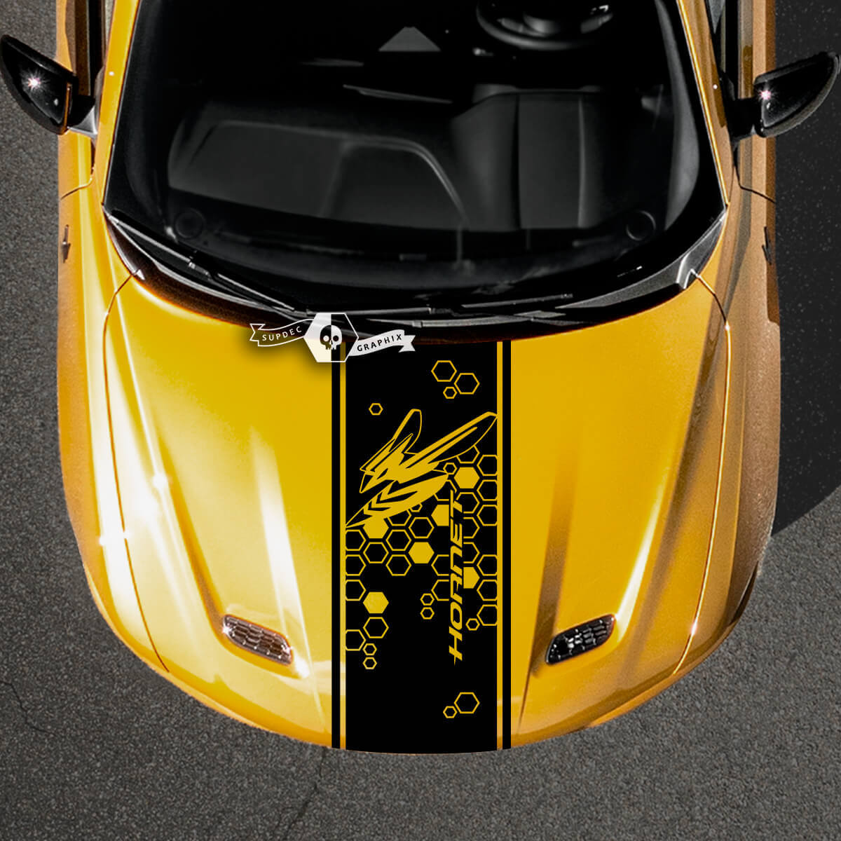 Adesivo in Vinile a Strisce Honeycomb Hornet per Cofano Dodge Hornet