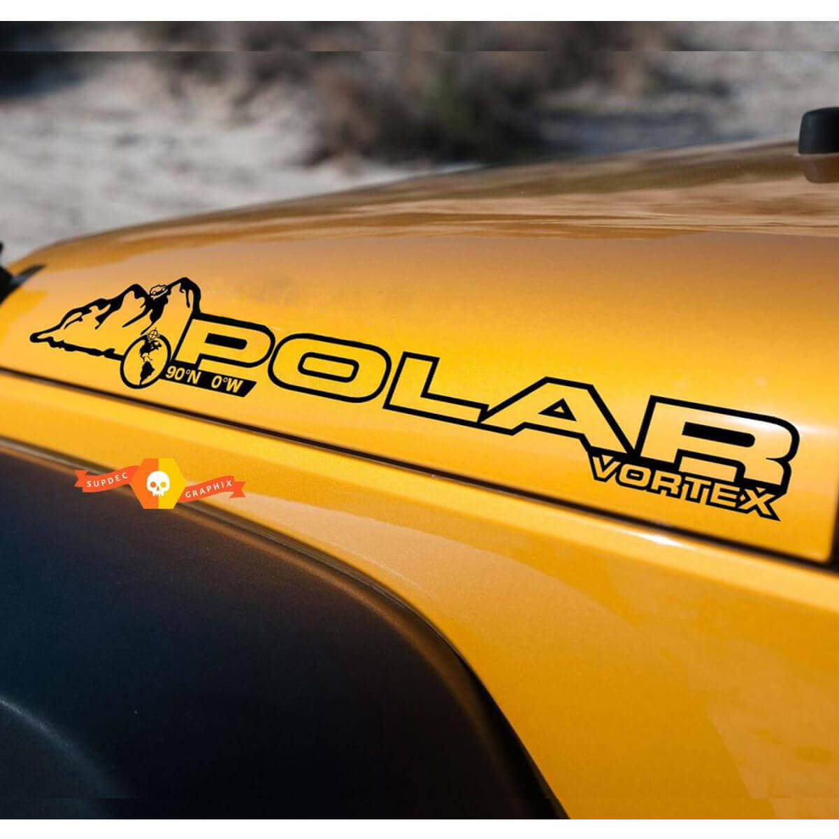 Coppia Adesivi Laterali in Vinile per Cofano Polar Vortex per Jeep Wrangler Rubicon Sahara