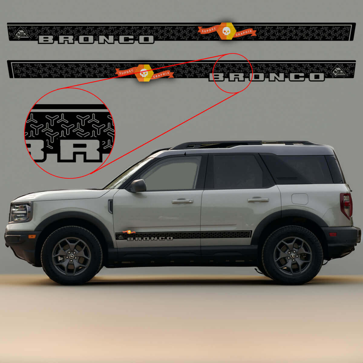 Kit di adesivi in vinile strisce laterali porta Black Diamond per Musclecar cavallo Sport