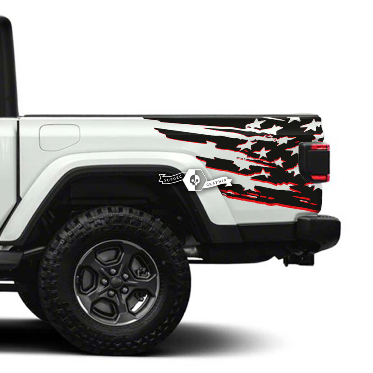 Coppia di adesivi Jeep Gladiator Side USA Flag Decalcomanie Kit di strisce grafiche in vinile per 2 colori
