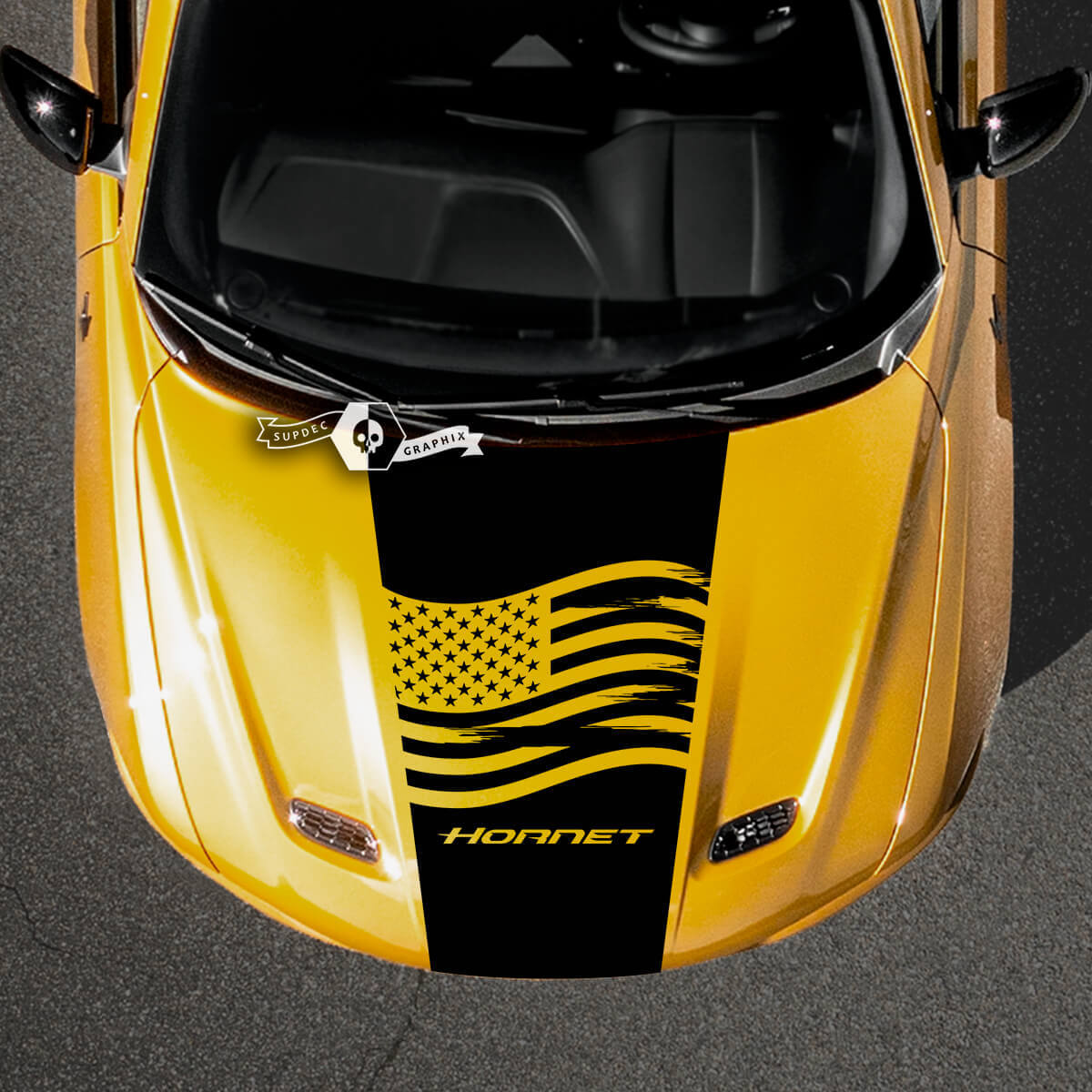 Adesivo per decalcomanie in vinile con strisce avvolgenti per cofano Dodge Hornet
