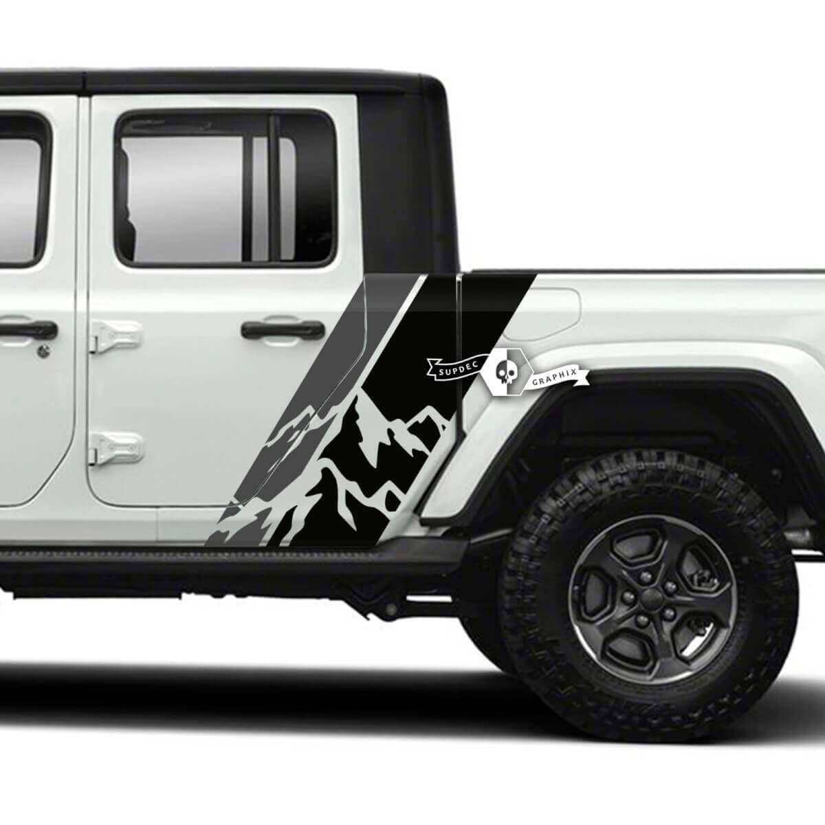 Coppia di adesivi Jeep Gladiator Side Mountains decalcomanie kit strisce grafiche in vinile 2 colori
