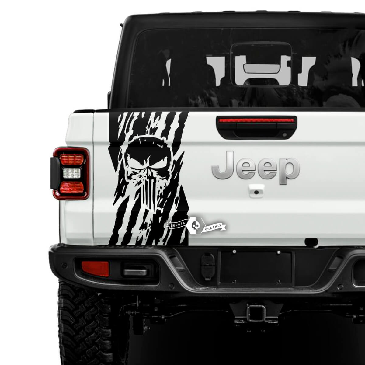 Jeep Gladiator USA Flag distrutto Punisher adesivi decalcomanie grafica in vinile portellone letto adesivi in ​​vinile decalcomanie
