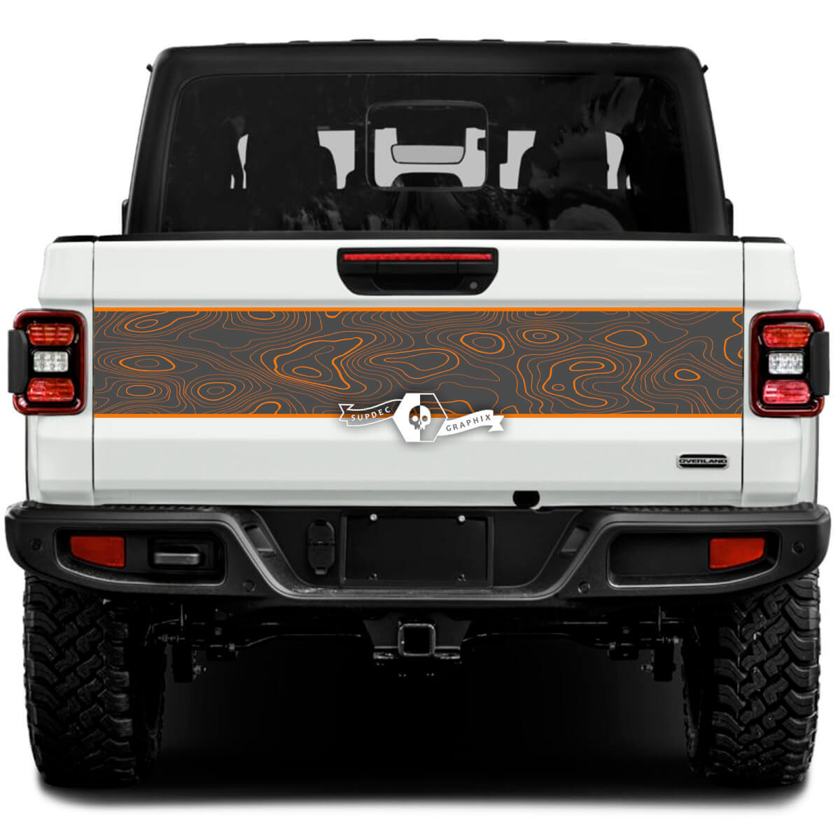 Jeep Gladiator Wrap Adesivi Decalcomanie Grafica in vinile Mappa topografica Portellone posteriore Rivestimento del letto Adesivi in ​​vinile Decalcomanie 2 colori
