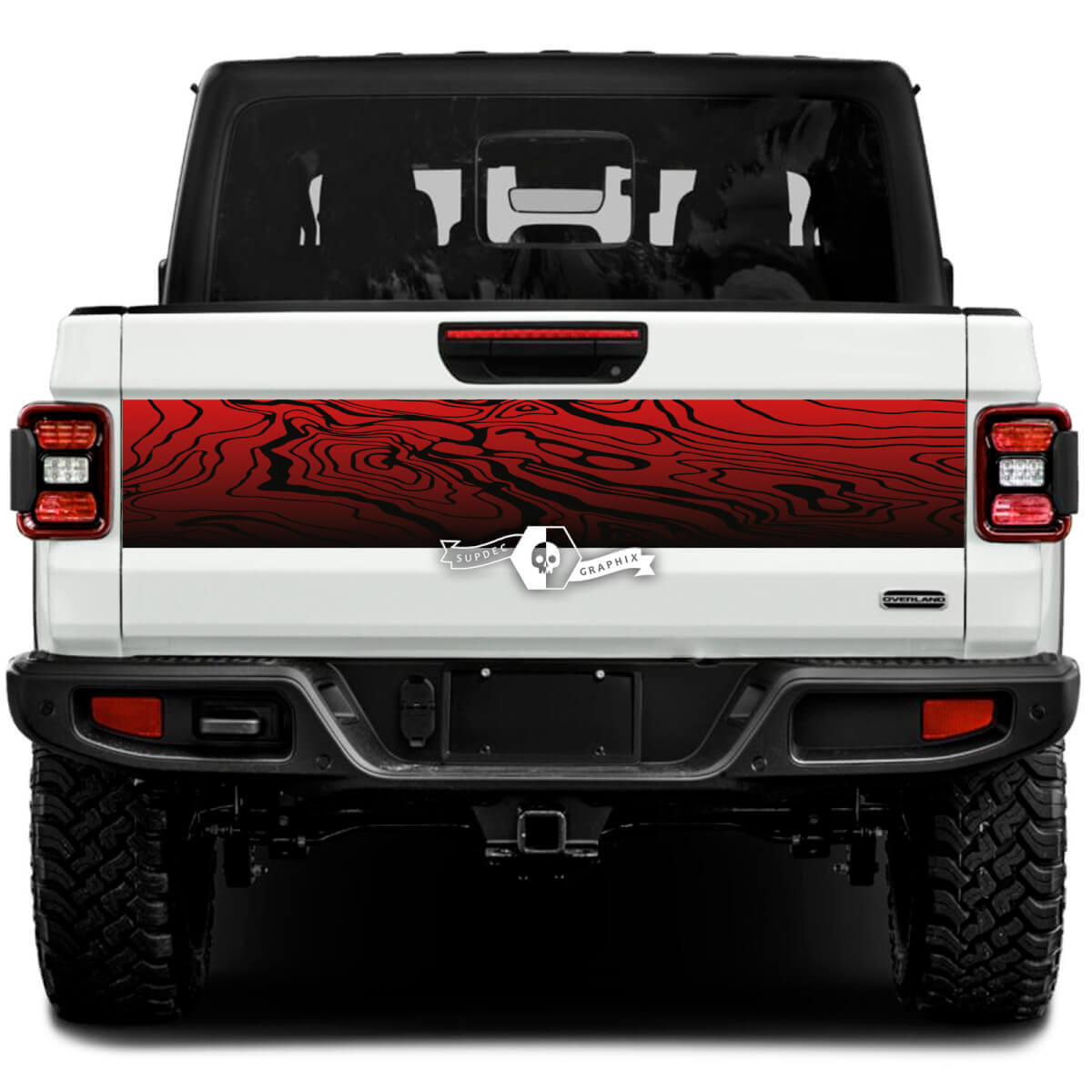 Jeep Gladiator Wrap Adesivi Decalcomanie Grafica in vinile Mappa topografica Portellone Letto Adesivi in ​​vinile Decalcomanie Gradiente 2 colori
