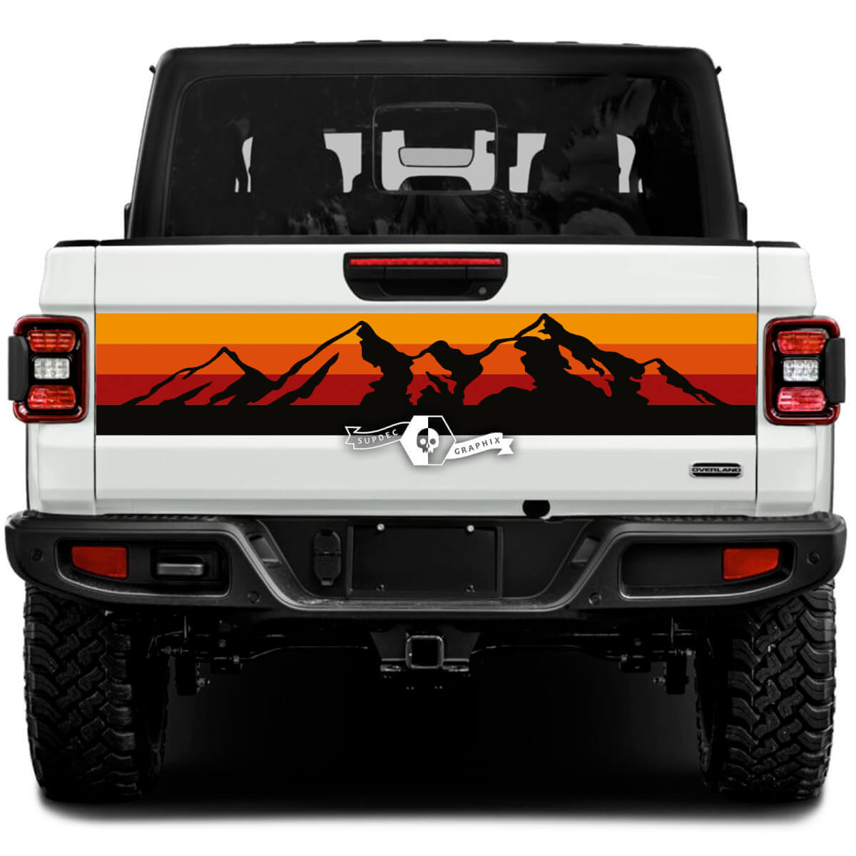 Adesivi in Vinile con Grafiche Vintage Montagne per Portellone Jeep Gladiator