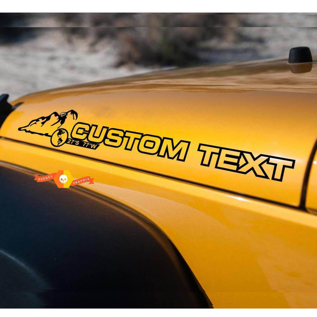 Adesivi in Vinile con Lettering Personalizzato per Cofano Lato Coppia per Jeep Wrangler Rubicon Sahara